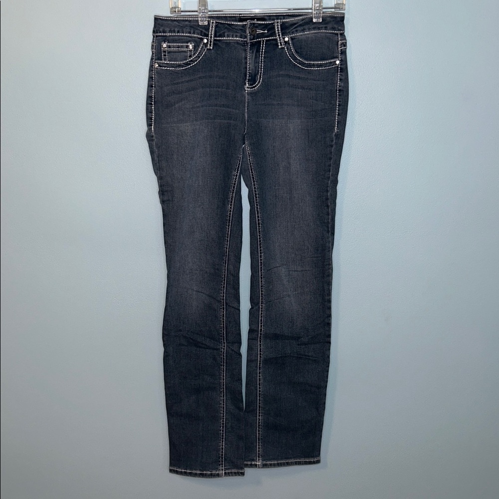 Y2K Embroidered and Rhinestone Bedazzled Earl Jeans Dark Wash Denim, Size 6